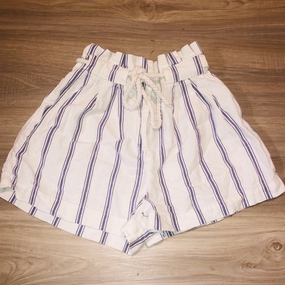 Striped Paper-bag Shorts